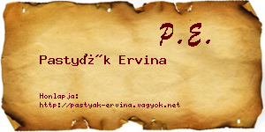 Pastyák Ervina névjegykártya